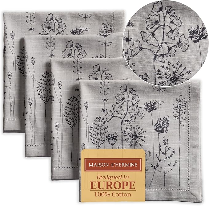 Maison d' Hermine Cloth Napkins Set of 4 100% Cotton Everyday Reusable Square by MaisondHermine