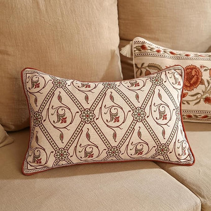 ISAENNE Design Linen Lumbar Vintage Throw Pillow Covers 12"x20", Living Room - Image 2