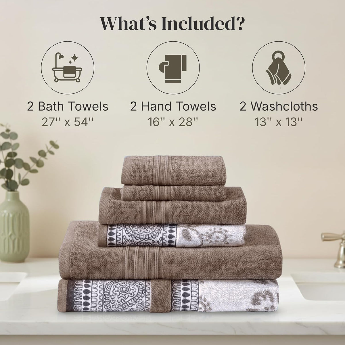 modern threads 6 piece bath towel set –, close-up detail