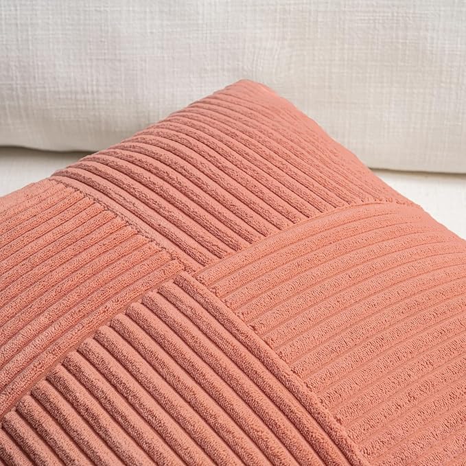 Fancy Homi 2 Packs Coral Decorative Throw Pillow Covers 22x22 Inch - Image 3