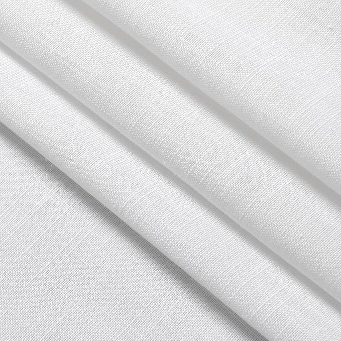White Linen Kitchen Curtains 30 Inches Long 2 Panels Back Tab Rod Pocket - Image 7
