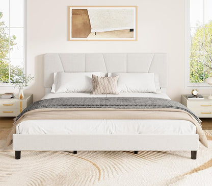 king size upholstered platform bed frame with adjustable, main product view