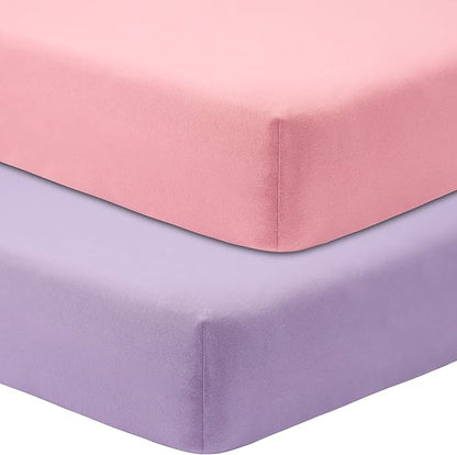 Crib Sheets for Boys Girls, 100% Cotton Fitted Crib Sheet 2 Pack for Standard by GUNTAIL
