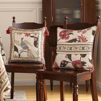 patdrea Designer Throw Pillow Covers Set of 4, Vintage Red Linen Pillowcases - Image 8