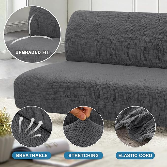 H.VERSAILTEX 100% Waterproof Armless Futon Cover, Armless Sofa Cover Stretch - Image 6