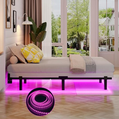 full bed frame with led lights, 7 inch showing dimensions