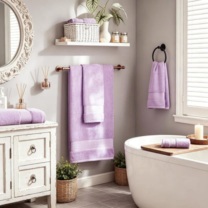 cozyart bath towel set 6 pcs, luxury lavender, main product view