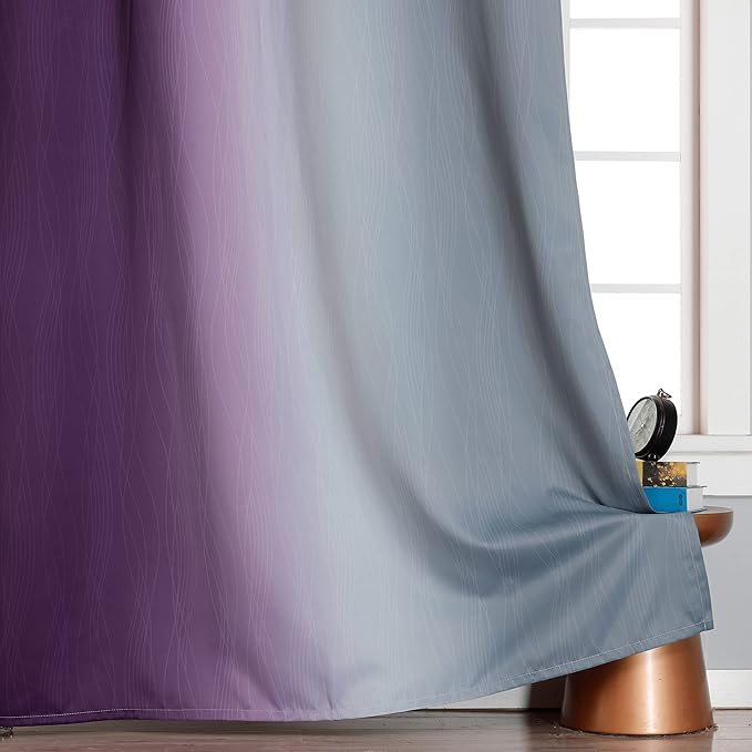 Estelar Textiler Grey and Purple Blackout Curtains - Image 6