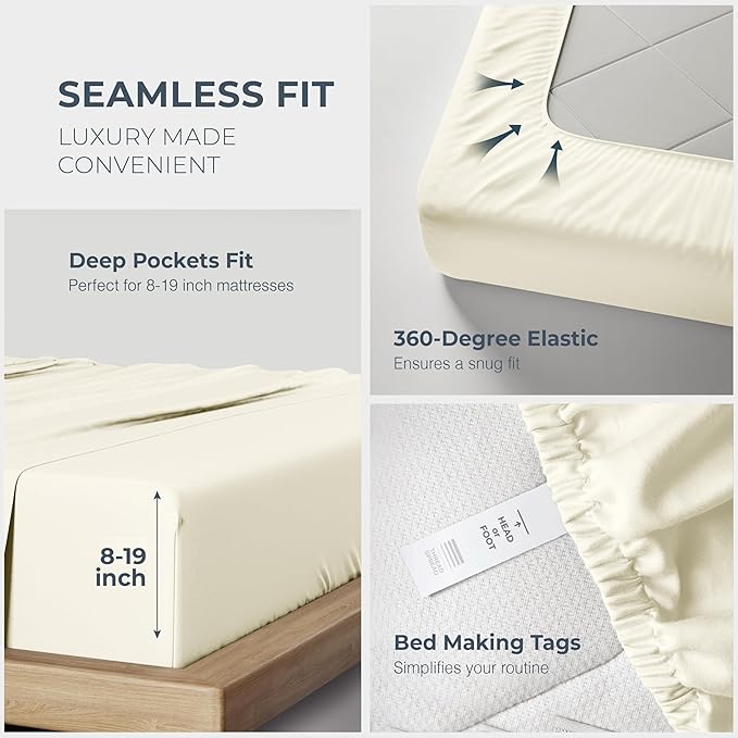 THREAD SPREAD 100% Egyptian Cotton Sheets Queen Size - Image 5