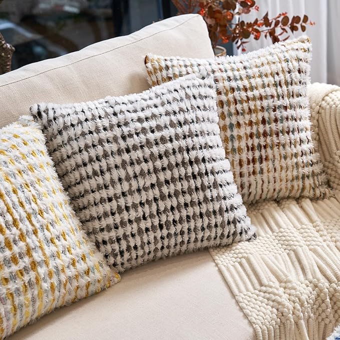 Aeckself Boho Chenille Tufted Pillow Cover 20x20 Inch, Decorative Square Throw - Image 4