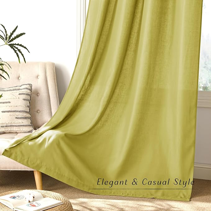 NICETOWN Bright Yellow Linen Curtains - Image 8