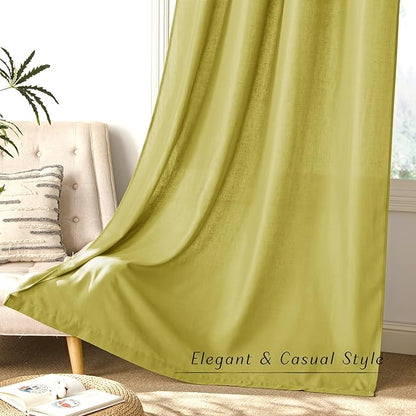 NICETOWN Bright Yellow Linen Curtains 96 inches Long, Grommet Thick Flax Light - Image 6