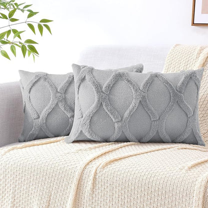 decorUhome Throw Pillow Covers 12x20 Inch Set of 2, Soft Plush Faux Fur Wool by decorUhome