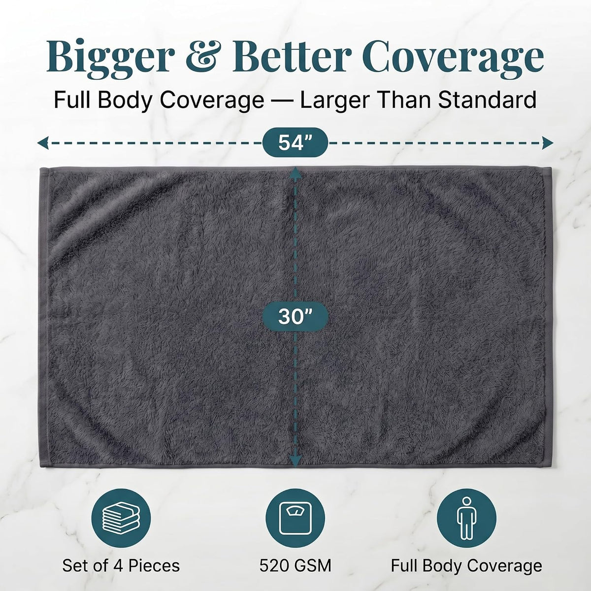 sofea bath towels 4 pack (30 x 54, close-up detail