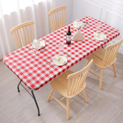 Smiry Rectangle Picnic Table Cloth, Elastic Waterproof Fitted Vinyl Tablecloths - Image 8