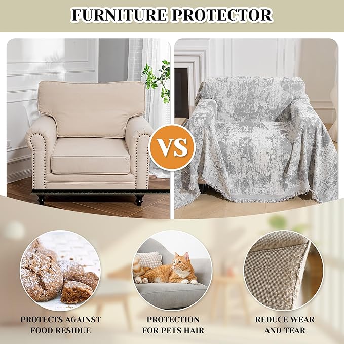 MEETSKY Small Couch Cover Oversized Chair Cover Washable, Chenille Soft Throws - Image 8