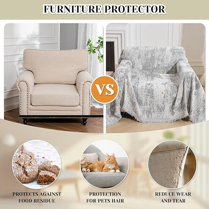 MEETSKY Small Couch Cover Oversized Chair Cover Washable, Chenille Soft Throws - Image 8