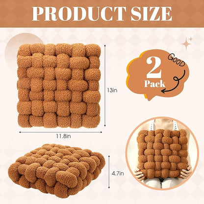 Wenqik 2 Pcs Knot Pillows Square Knotted Plush Throws Soft Accent Pillows - Image 2