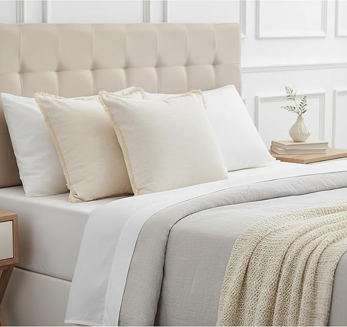 20×20 Cream White Cotton Throw Pillow Covers - Image 7