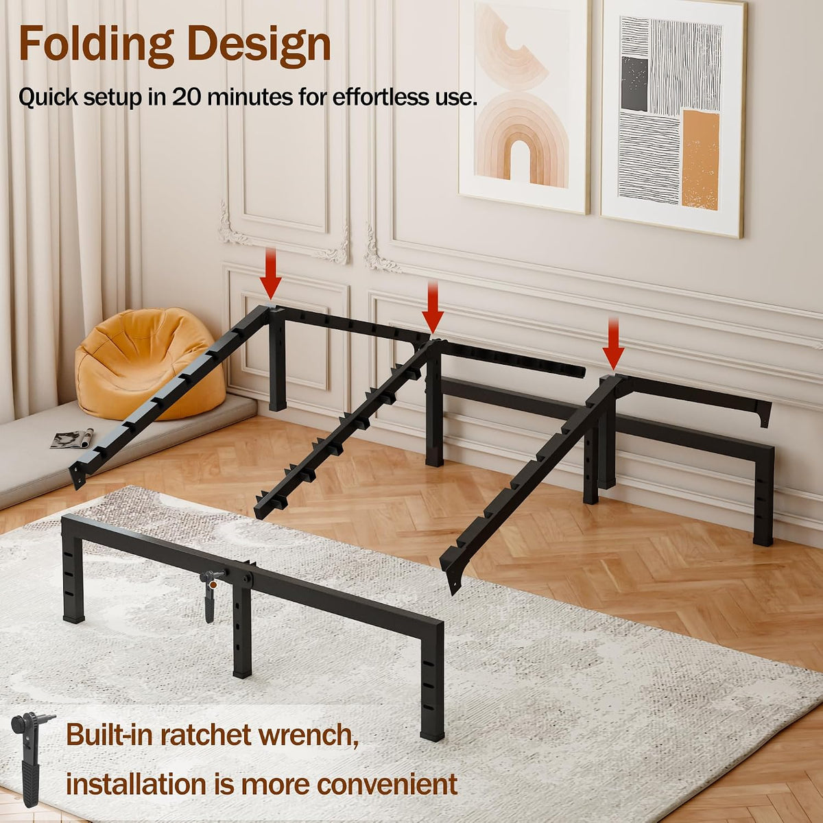 fuiobyvv king bed frames,18 inch heavy duty metal showing dimensions