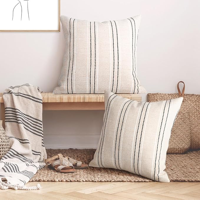 AELS 26x26 Decorative Farmhouse Linen Throw Pillow Covers, Boho Textured Pillow - Image 5