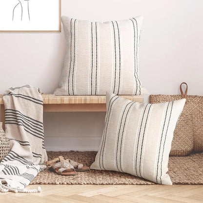 AELS 26x26 Decorative Farmhouse Linen Throw Pillow Covers, Boho Textured Pillow - Image 5