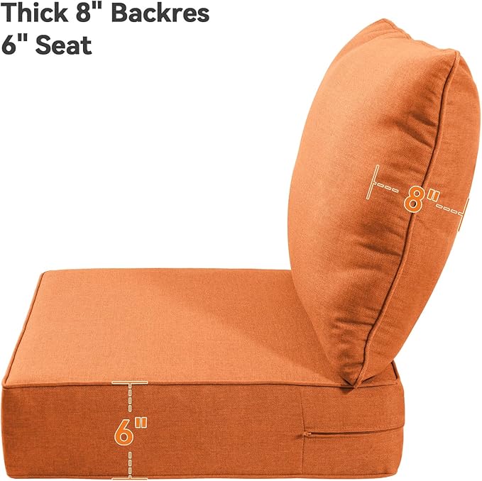 6" Thick Outdoor Cushions 24x24x6, 5-Set Deep Seat Patio Cushions - Image 6