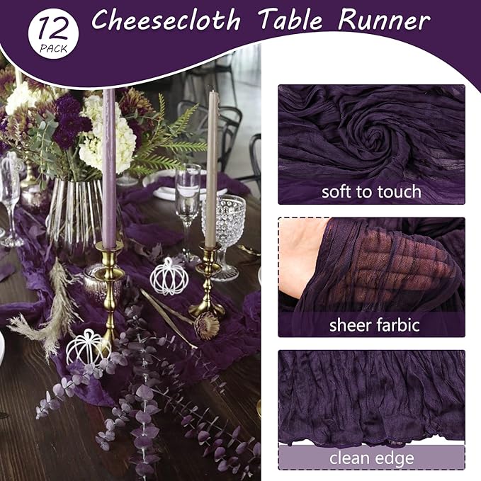 12 Pack 10Ft Cheesecloth Table Runner 35x120 Inch Boho Gauze Table Runner - Image 4