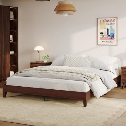 idealhouse queen size bed frame,9 inch natural sturdy, front angle view