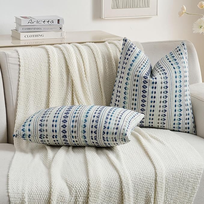FUTEI Blue Grey Decorative Throw Pillow Covers 12x20 Inch Set of 2, Soft Cozy - Image 5