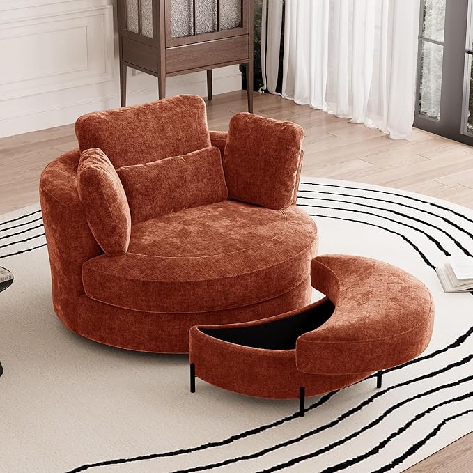 Aoiy & Wifon 50.2'' W Oversized Swivel Barrel Chair - Image 9