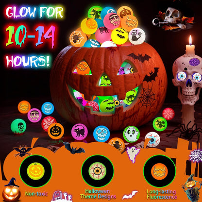 210 PCS Halloween Party Favors, Halloween Glow in The Dark Bouncy Balls