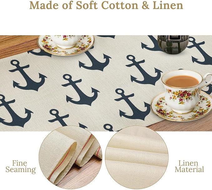 Nautical Themed Table Runner, Oceanic Sailing Element Travel Ship Yacht Table - Image 8
