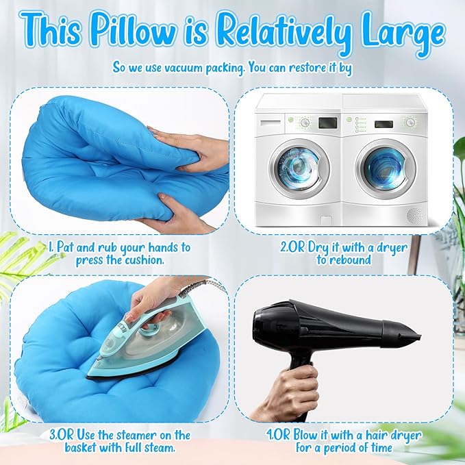 Fumete 12 Pcs Floor Pillows Cushions Seating 16 x 16 Inches Color Round Seat - Image 2