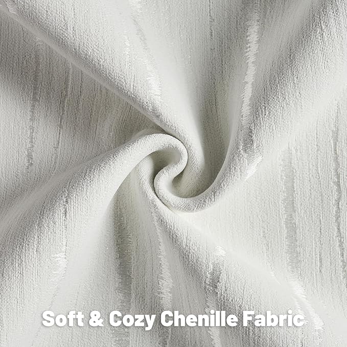 HAUSSY White Throw Pillow Covers 20x20 Inch Set of 2, Boho Embossed Striped - Image 3