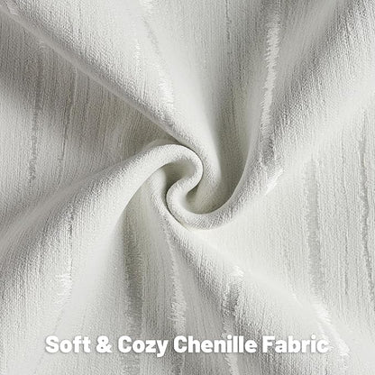HAUSSY White Throw Pillow Covers 20x20 Inch Set of 2, Boho Embossed Striped - Image 3