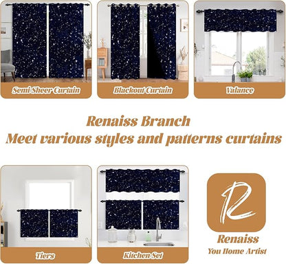Renaiss 53 x 96 Inch Space Starry Night Sky Half Window Curtains - Image 7