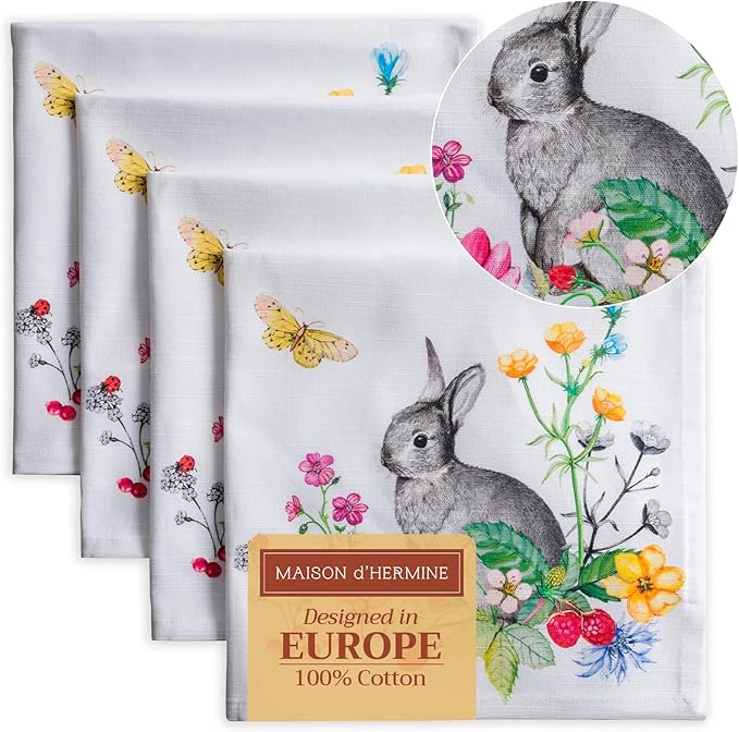 Maison d' Hermine Cloth Napkins Set of 4 100% Cotton Everyday Reusable Square by MaisondHermine