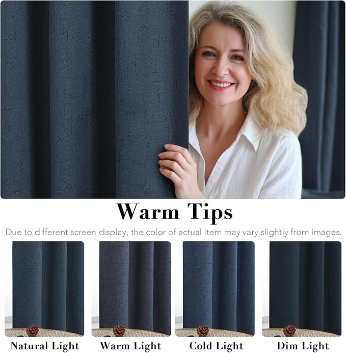 H.VERSAILTEX Linen Blackout Curtains 84 Inches Long 100% Absolutely Blackout - Image 5