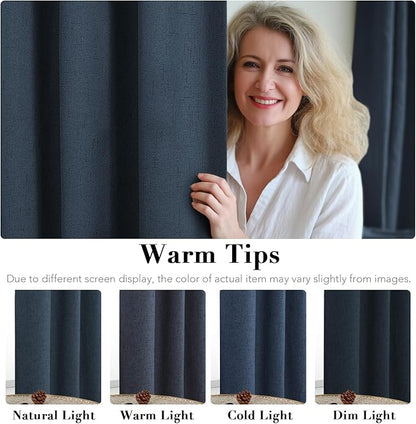 H.VERSAILTEX Linen Blackout Curtains 84 Inches Long 100% Absolutely Blackout - Image 5