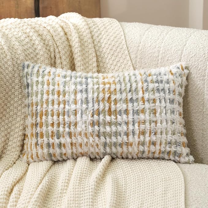Aeckself Boho Chenille Tufted Pillow Cover 12 x 20 Inch, Rectangle Decorative - Image 2
