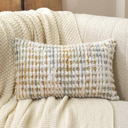 Aeckself Boho Chenille Tufted Pillow Cover 12 x 20 Inch, Rectangle Decorative - Image 2