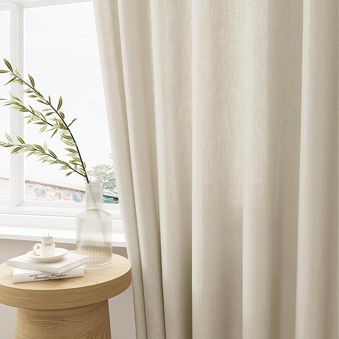 Linen Curtains 90 Inches Long for Living Room Pinch Pleat Drapes - Image 5