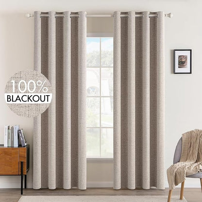 MIULEE Blackout Curtains for Bedroom Linen Texture Solid Thermal Insulated by MIULEE
