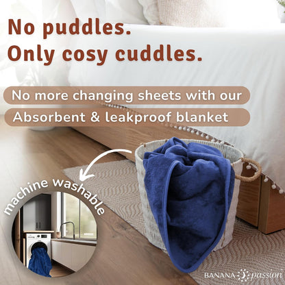 velvety waterproof blanket for bed, queen jodhpur blue, close-up detail