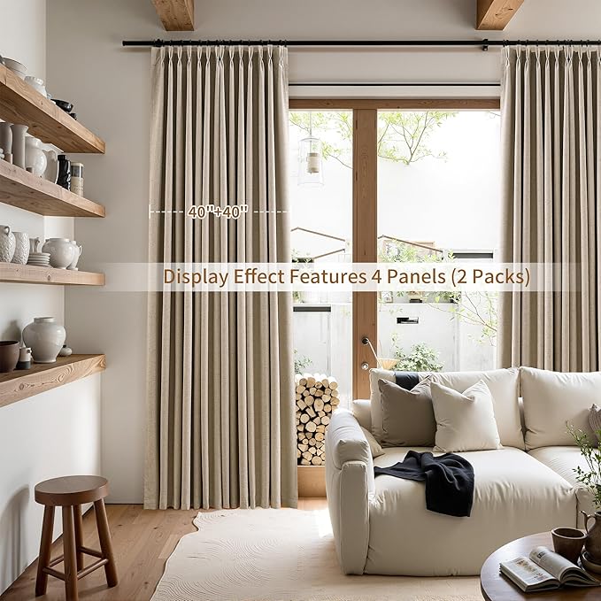 Pinch Pleated Linen 100% Blackout Curtains 108 Inches Long Floor to Ceiling - Image 7