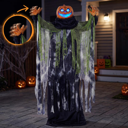 JOYIN Halloween Decorations Outdoor Life Size Animatronics Ghost Pumpkin Decor, Sound-Actived Haunted House Props with Creepy Sound for Garden Yard Lawn