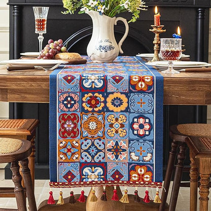 13×72 Inch Table Runner, Retro-Luxury Tassels Series by Unknown