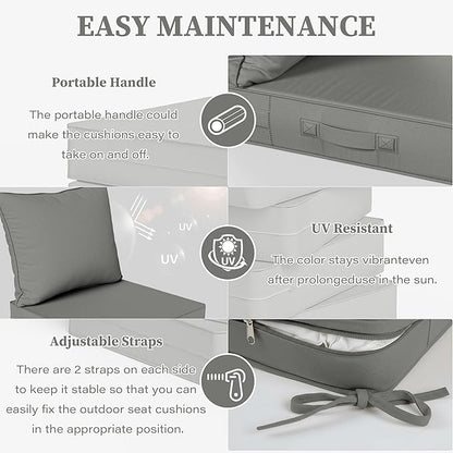 Outdoor Seat Cushion Set 19 L × 19 W × 4 H Inch Waterproof & Fade Resistant - Image 4