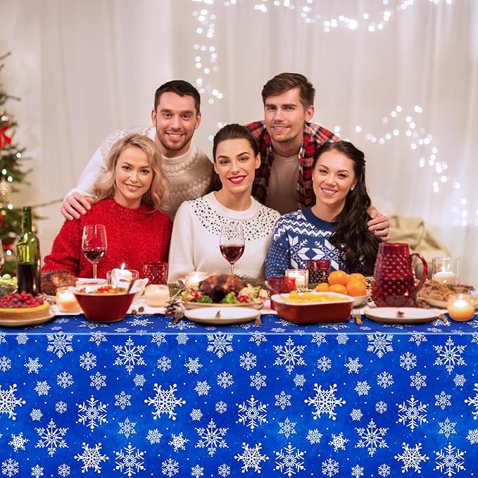 Jectivs 3 Pieces Christmas Snowflake Plastic Party Tablecloth Decorations - Image 6